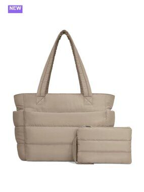 Quilted Puffer Tote Bag Lightweight Puffy Shoulder Handbag 20L